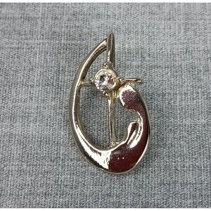 Vernon Wilson Isaiah 6:13 Rhinestone Madonna and Child Cross Pin Brooch Tie Tac